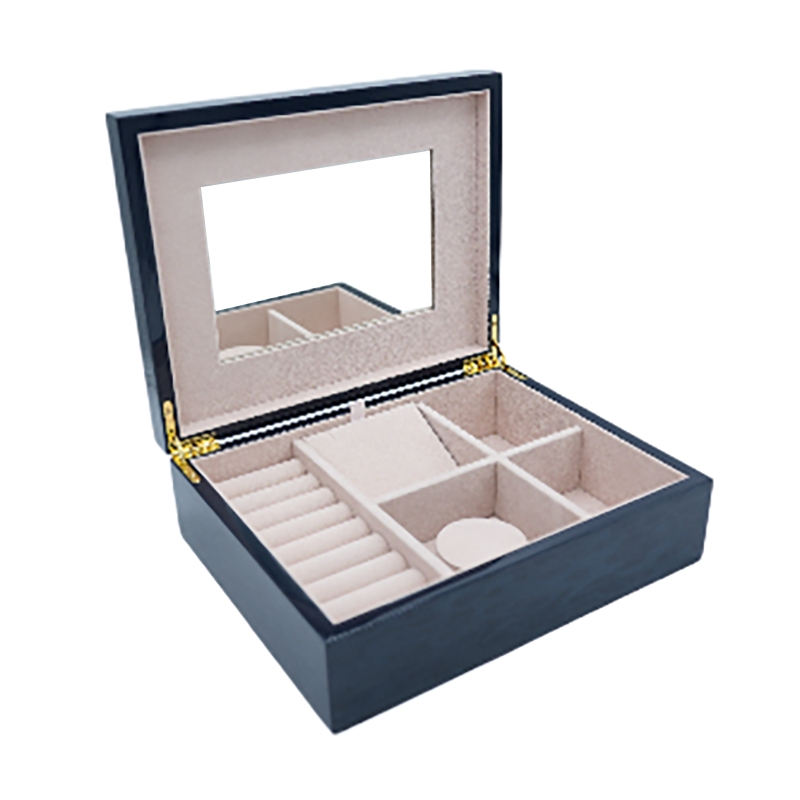 Elegant Custom Handmade Wooden Jewelry Box with Mirror Flip Cover