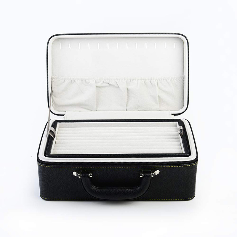 OEM Luxury PU Black Leather Gift Jewelry Packaging Box for Travel
