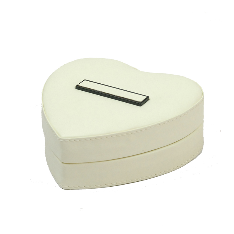 Custom Heart Shape PU Leather Portable Jewelry Storage Gift Box for Rings/ Earrings