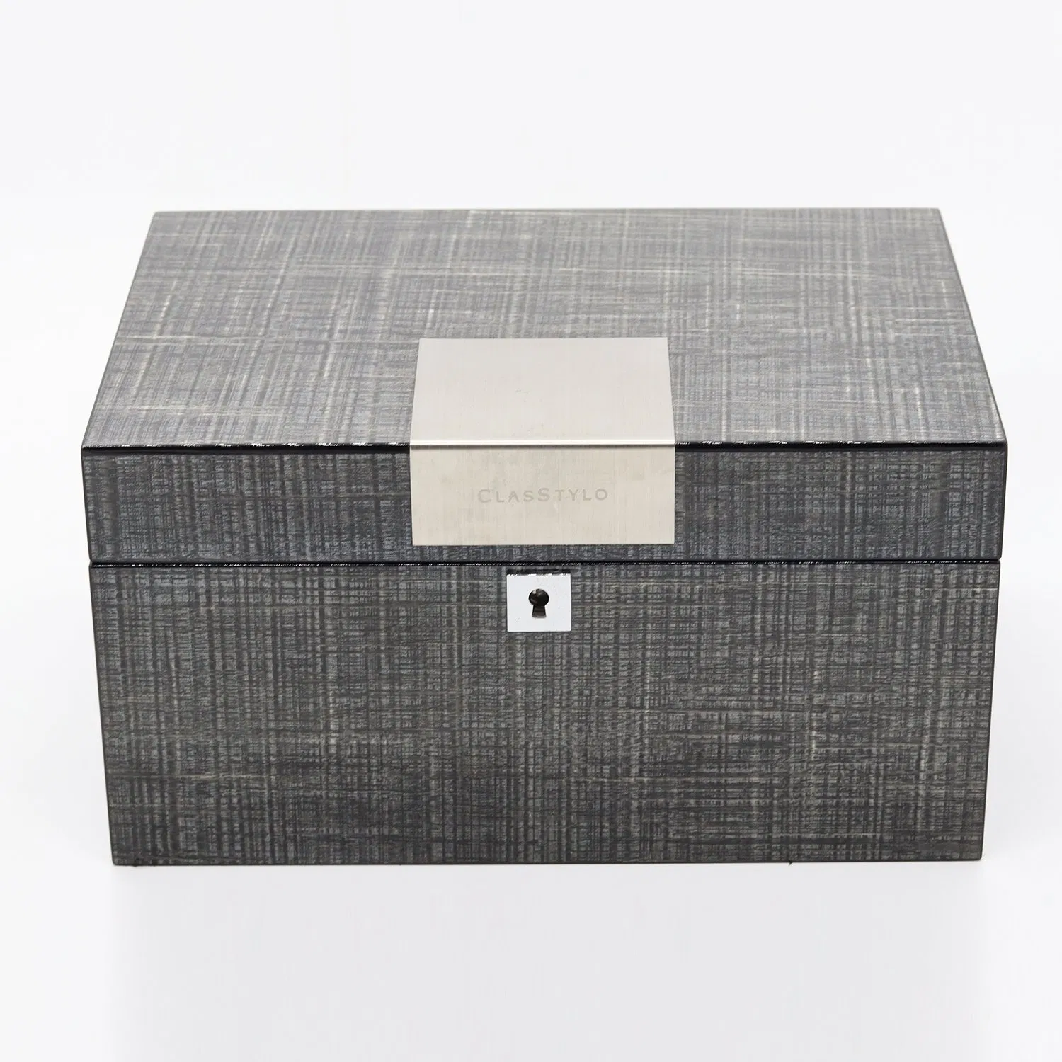 Wooden Jewelry Gift Box with MDF/Glossy Paint/Silver Hardware/Silver Lock Mirror/Purple Flannel