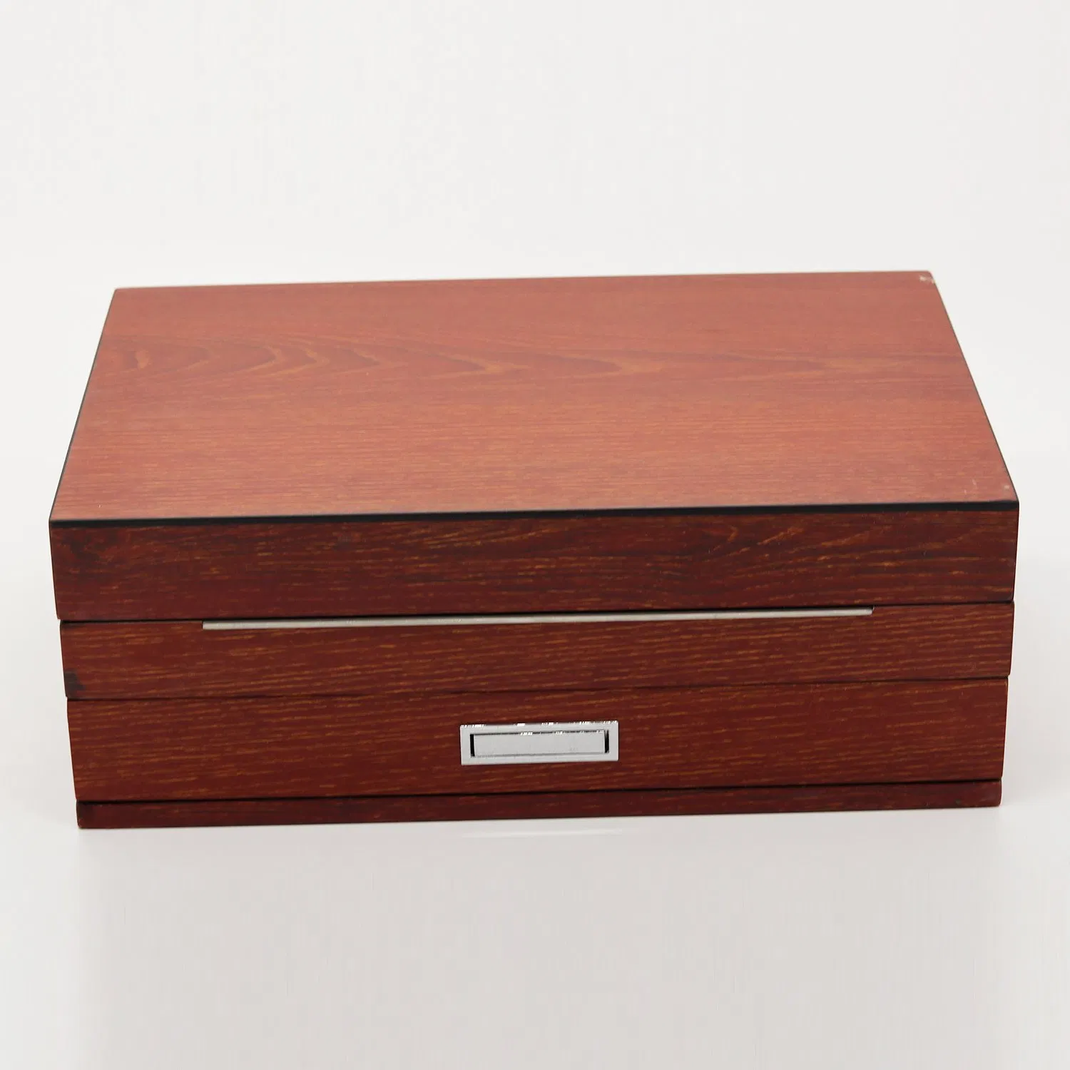 OEM Design Wooden Jewelry Gift Box with MDF / Silver Hardware / Drawer / Brown Flannel
