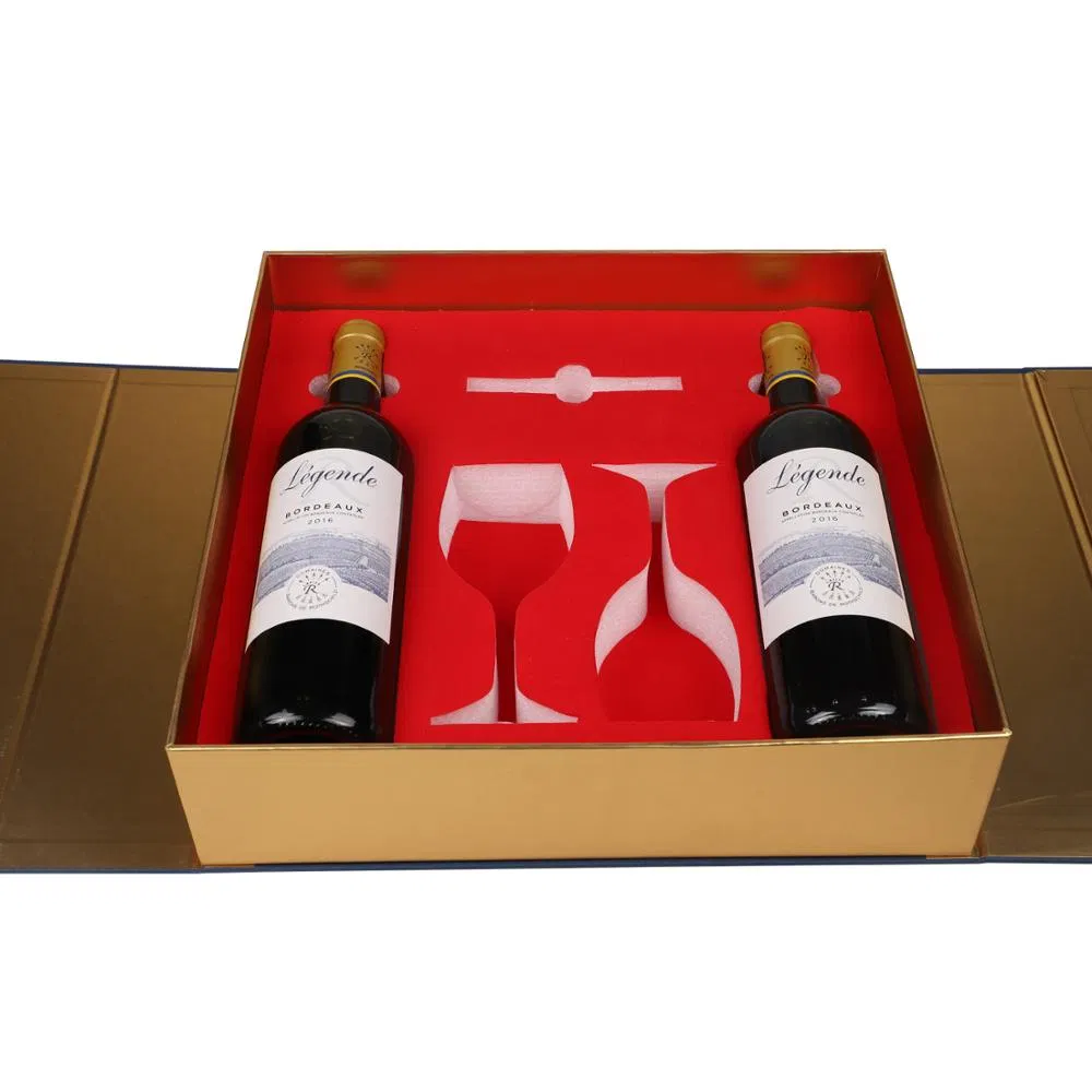Custom New Design Paper Double Bottle Wine Gift Box Wine Accessories Packaging Box