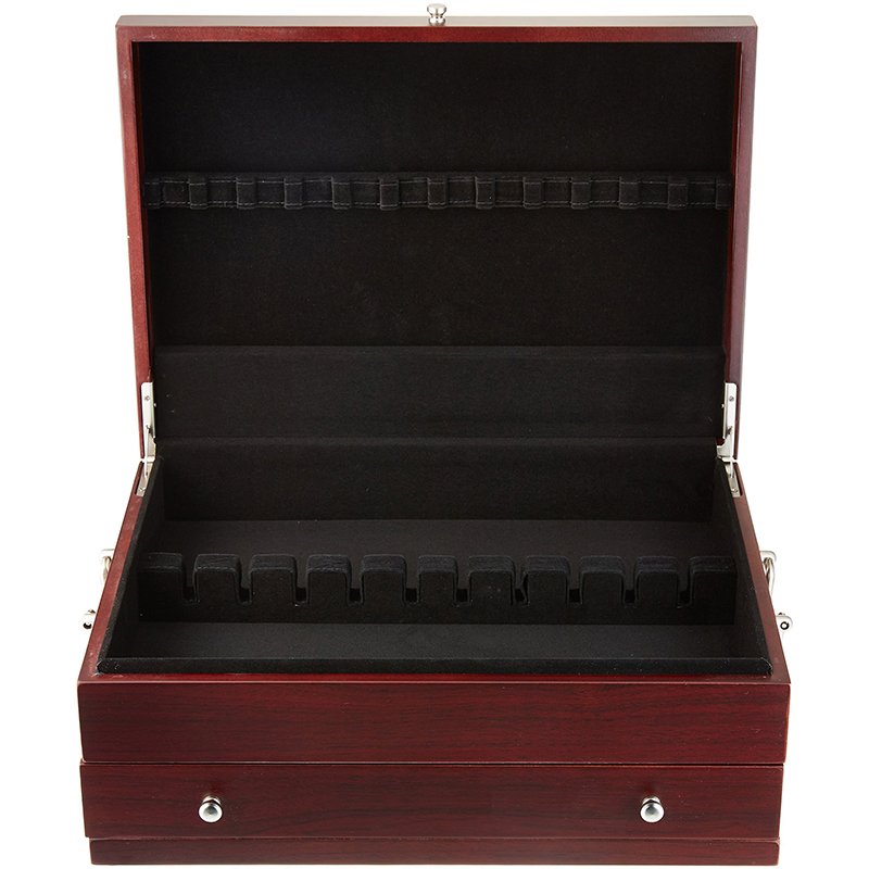 Fashion Boutique Mahogany Single Drawer Tableware Sets Birch Wood Cutlery Storage Box
