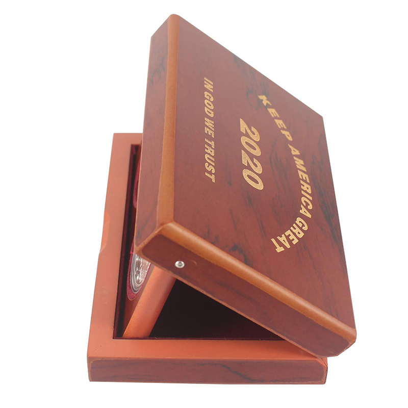 Simple Rectangular Matte Wood Commemorative Coin Collection Box Gift Box