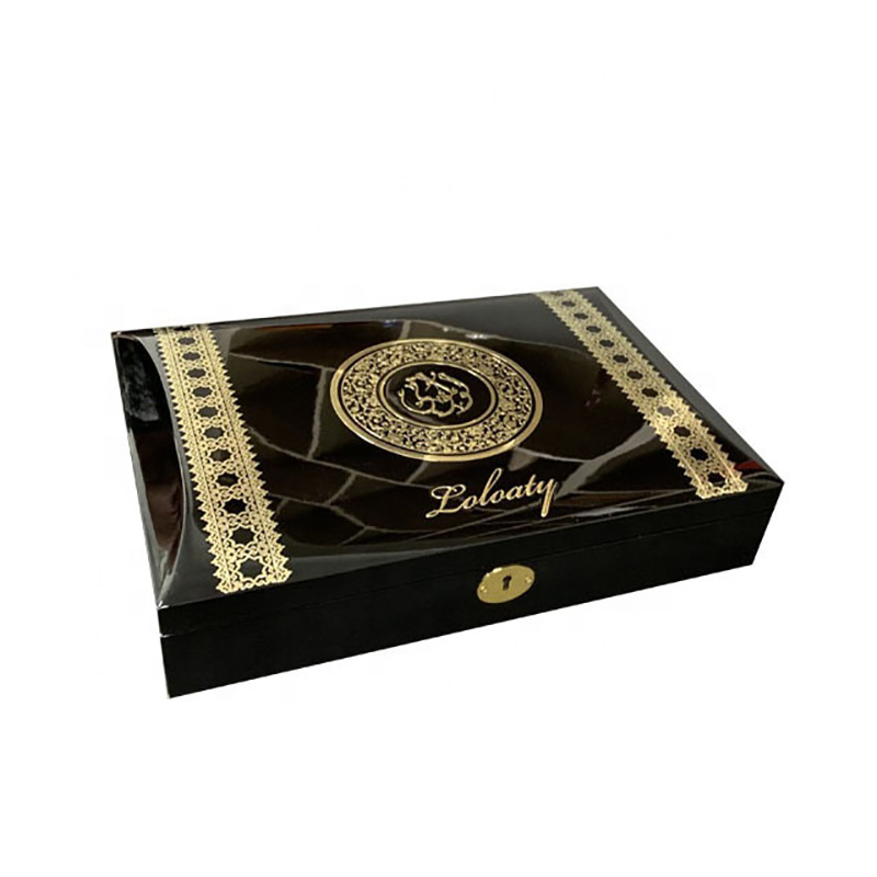 Custom Design Luxury Black Lacquer Wooden Jewelry Perfume Gift Box