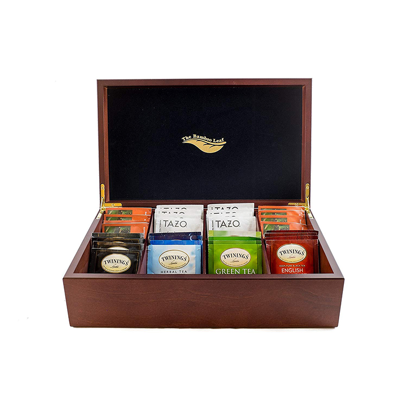 Custom Size and Logo Simple Eight-Slot Wooden Packaging Gift Tea Box