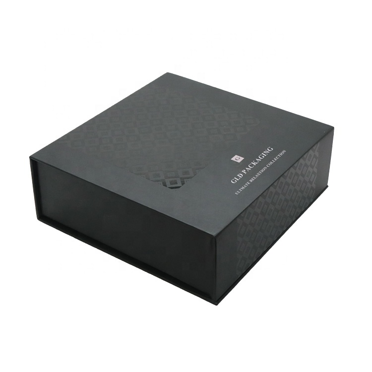 Luxury Custom Black Magnetic Sealing Cardboard Wrapping Paper Gift Box