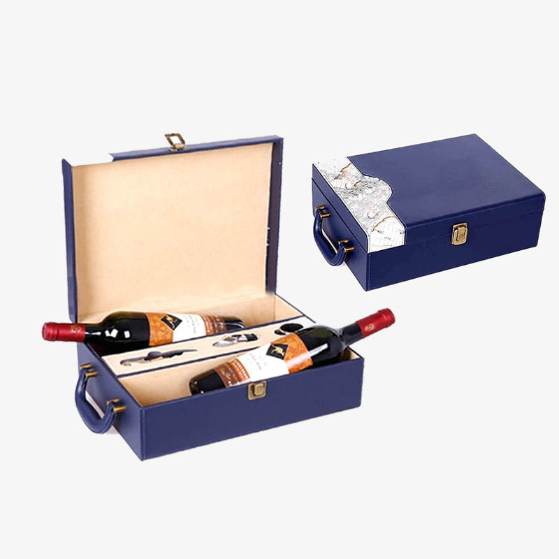 Customized 2 Bottles of Leather Wine Box for Wine/Champagne Gift Packaging