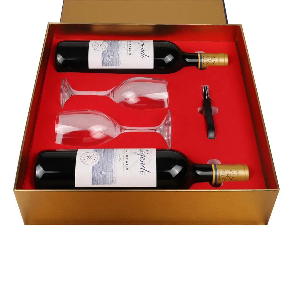 Custom New Design Paper Double Bottle Wine Gift Box Wine Accessories Packaging Box