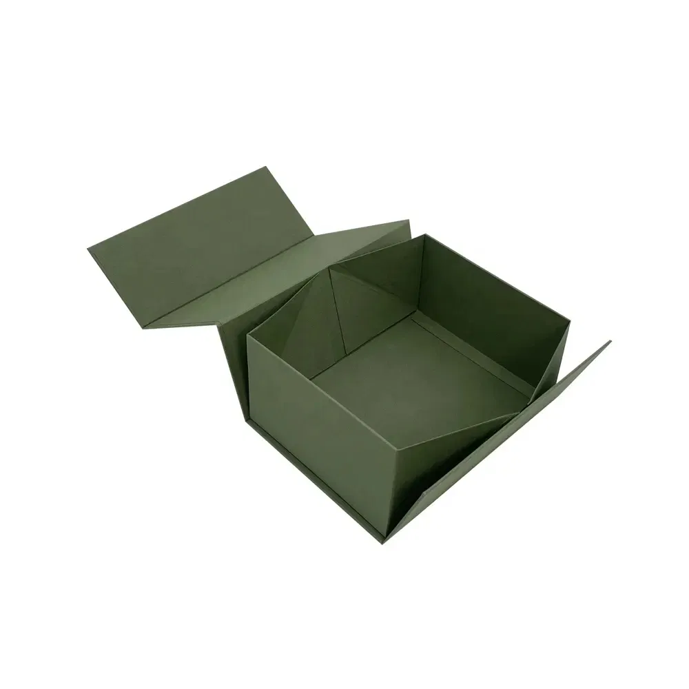 Custom Green Foldable Gift Boxes Magnet Flap Paper Packaging Box with Recycled Materials