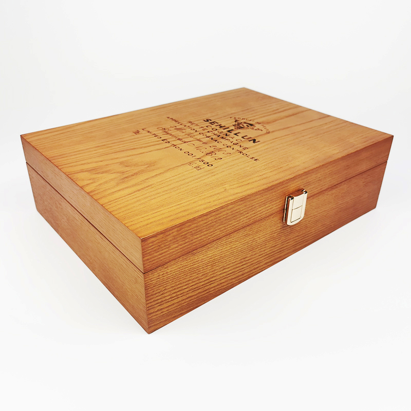 Custom MDF Veneer Matte Spray Paint Laser Logo Wine Box