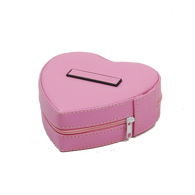 Custom Heart Shape PU Leather Portable Jewelry Storage Gift Box for Rings/ Earrings