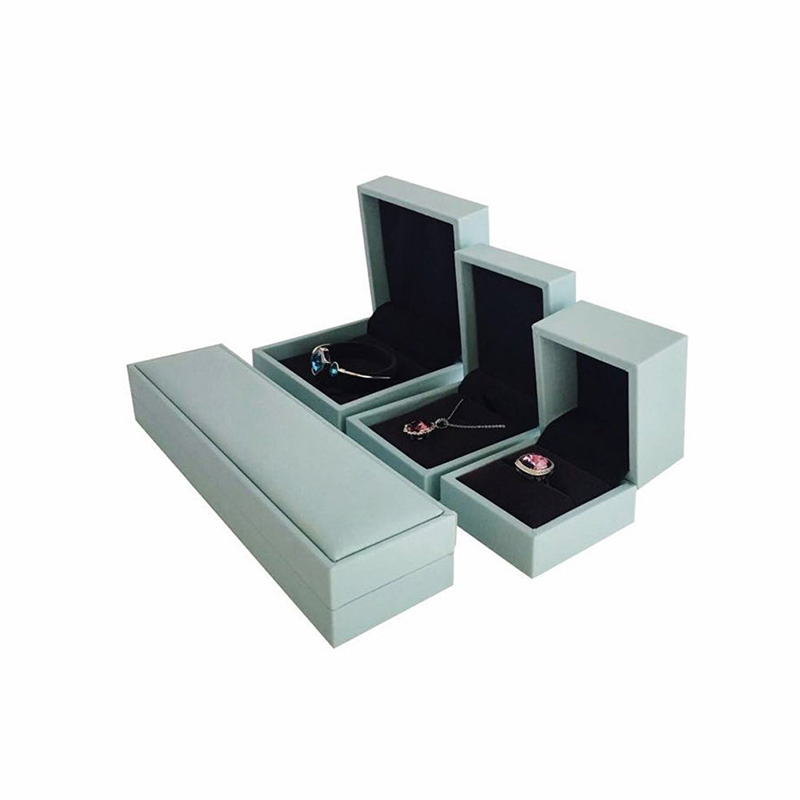 Light Cyan Leather High End Square Wedding Ring Gift Box