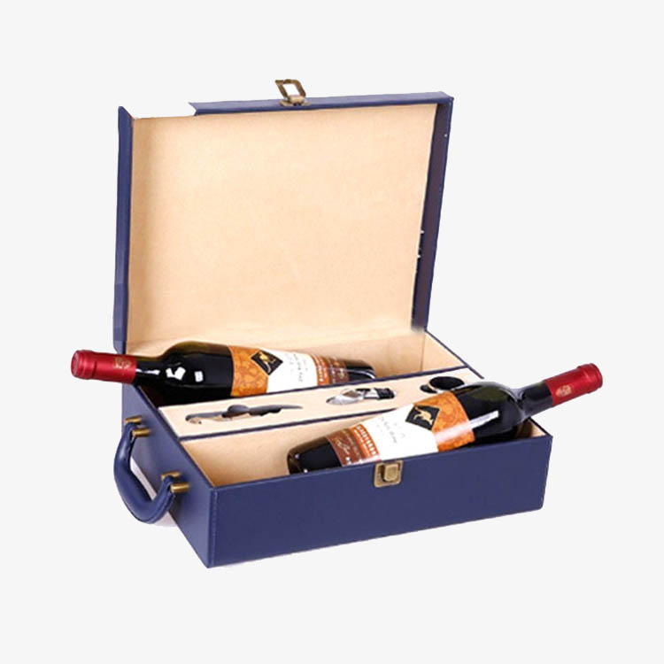 Customized 2 Bottles of Leather Wine Box for Wine/Champagne Gift Packaging
