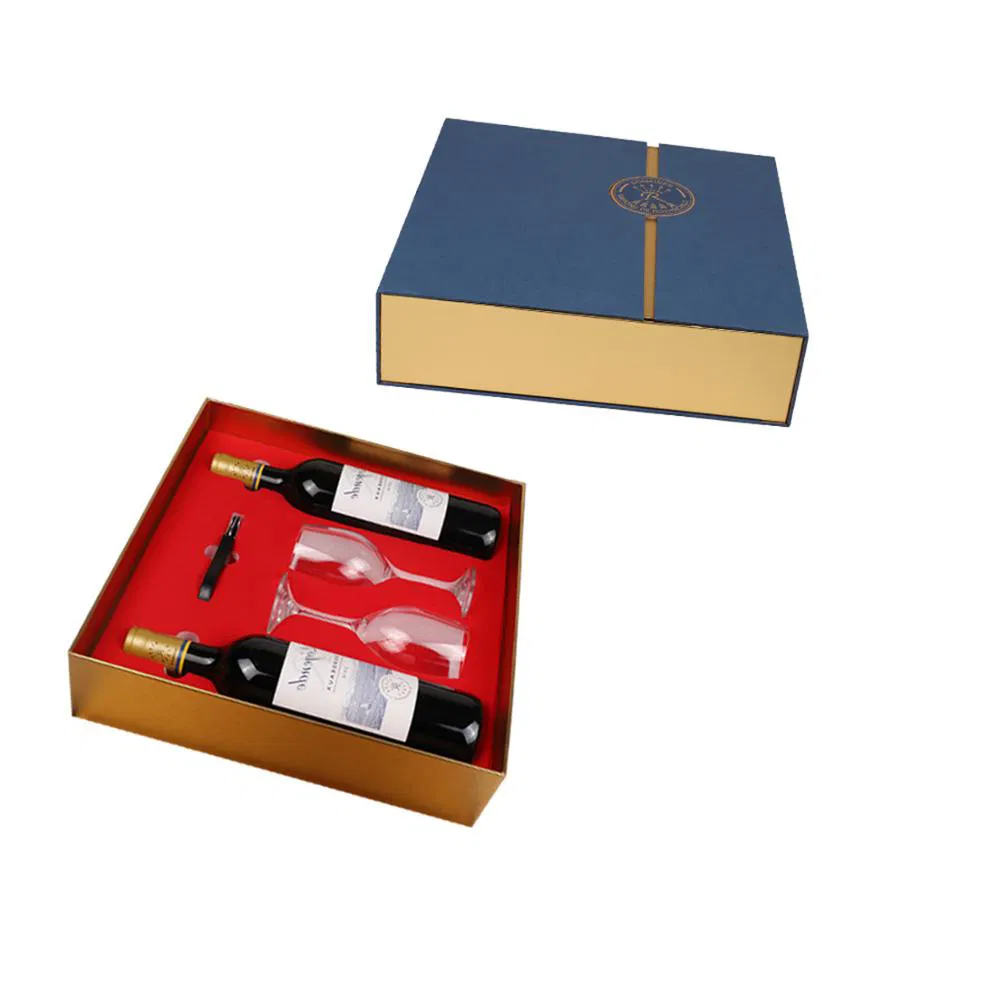 Custom New Design Paper Double Bottle Wine Gift Box Wine Accessories Packaging Box