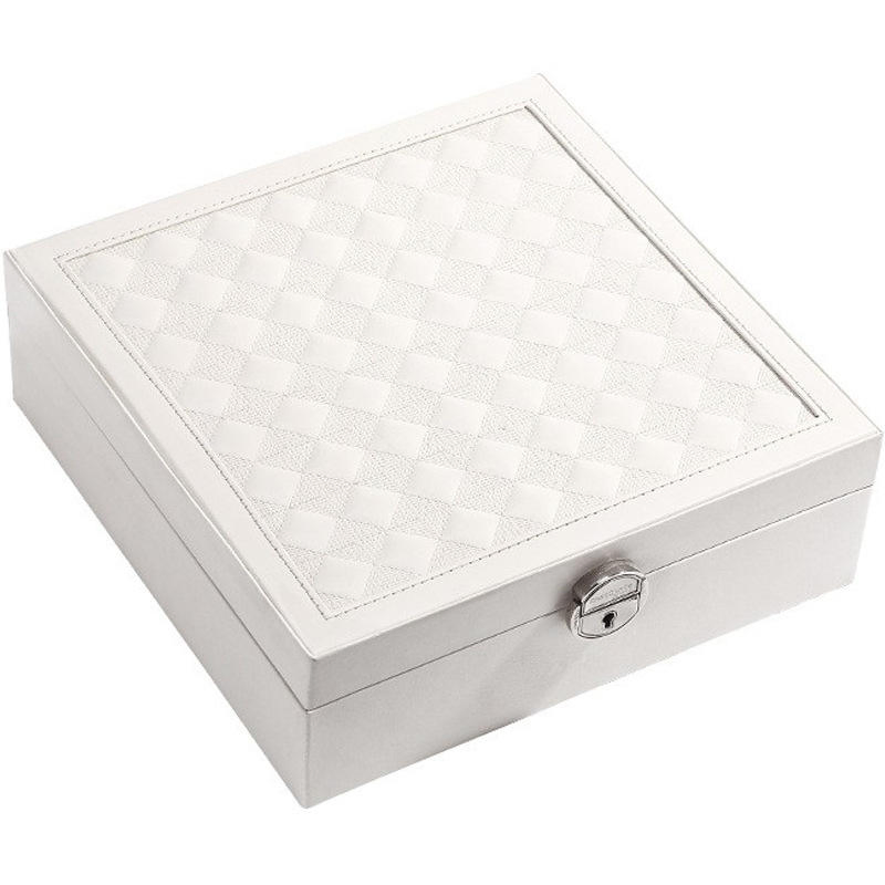 Simple Flip-Top Lipstick Luxury PU Leather Watch Jewelry Packaging Box with Large Mirror