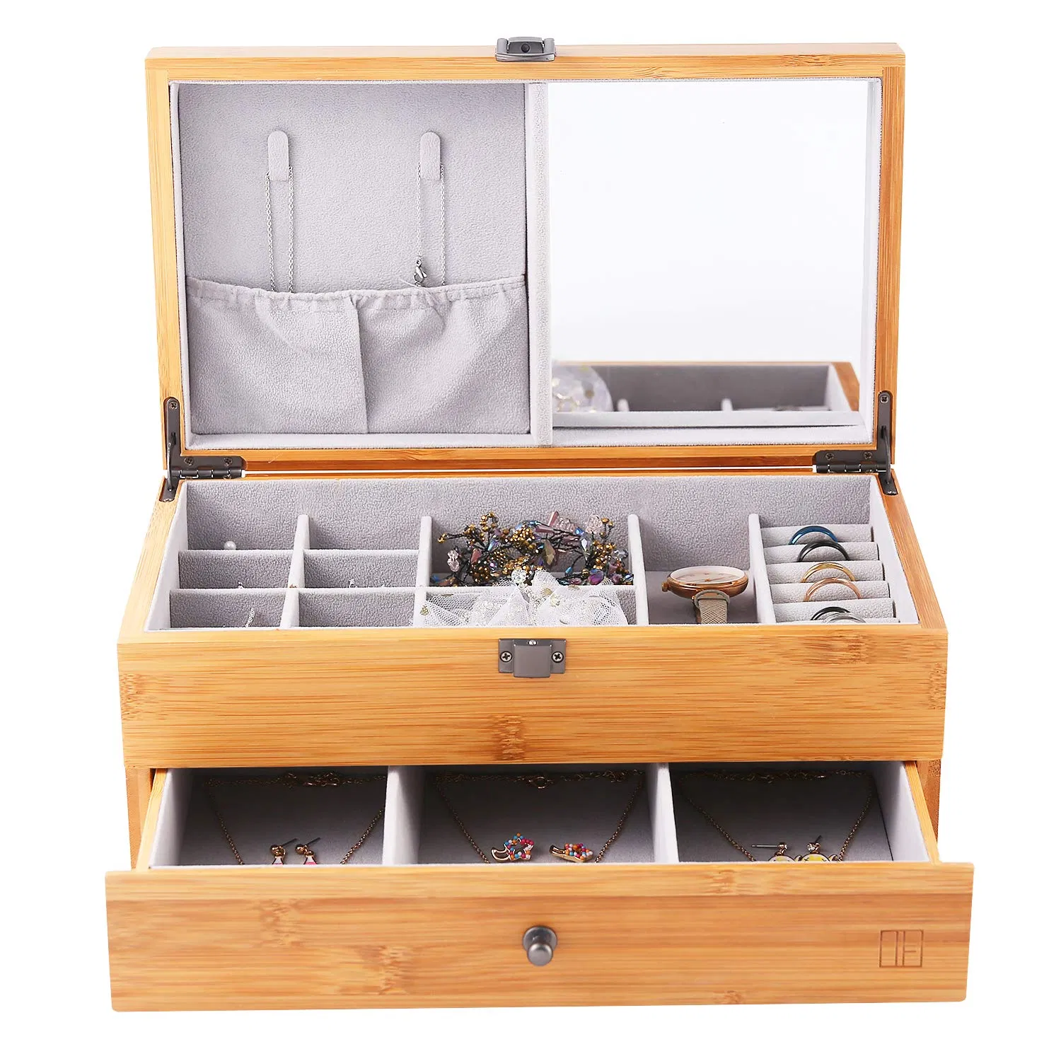 Custom New Design Fashion Bamboo Jewelry Set Storage Box for Gift