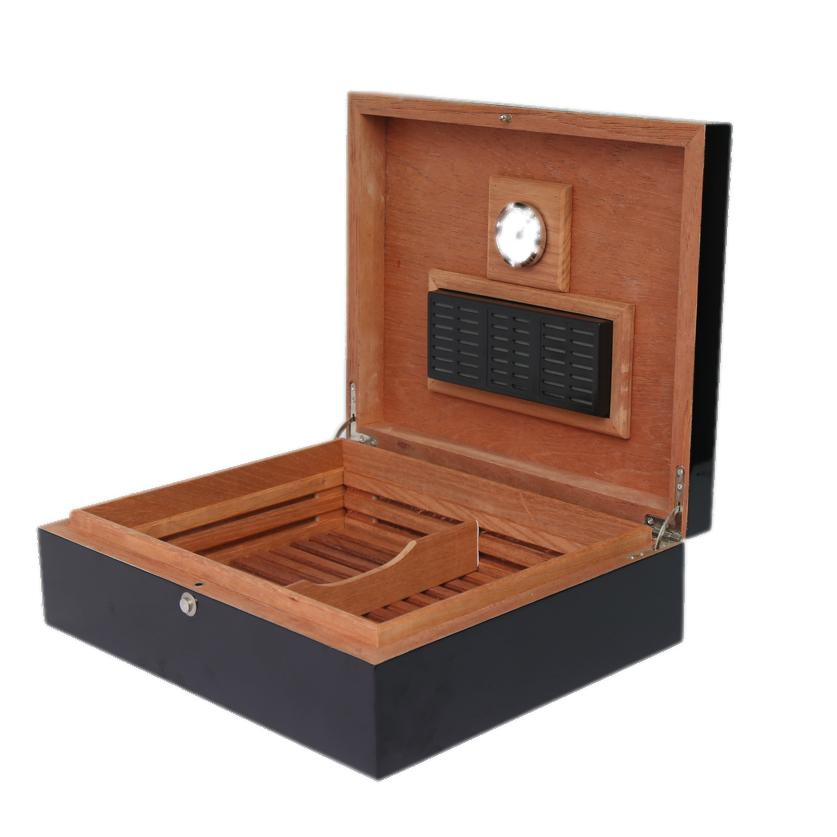 Brown Leather Handmade 25-50 Cedar Wood Cigar Humidor