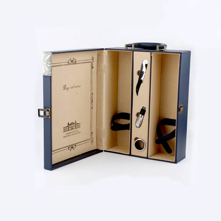 Customized 2 Bottles of Leather Wine Box for Wine/Champagne Gift Packaging