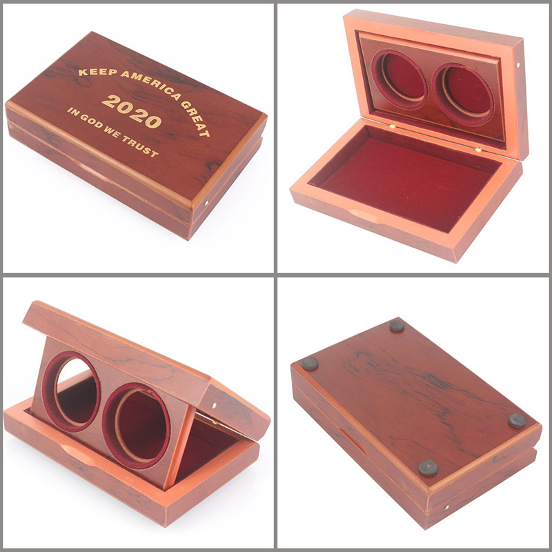 Simple Rectangular Matte Wood Commemorative Coin Collection Box Gift Box