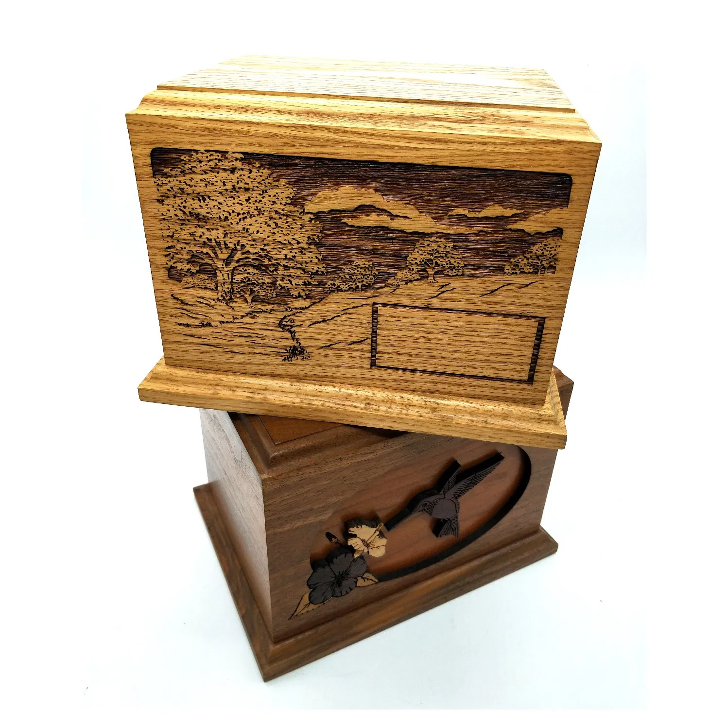 Custom Engraved Caskets and Coffins Solid Wood Urn for Human Pet Ashes