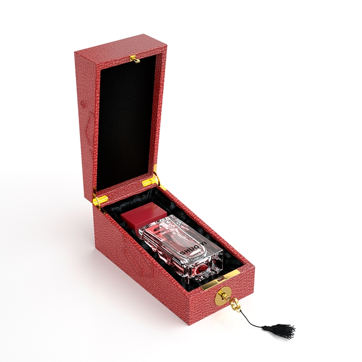 High End Packaging Top Class Luxury Wood Perfume Packaging Box Metal Lock Arab Laser Cutting MDF Gift Perfume Storage Wooden Box