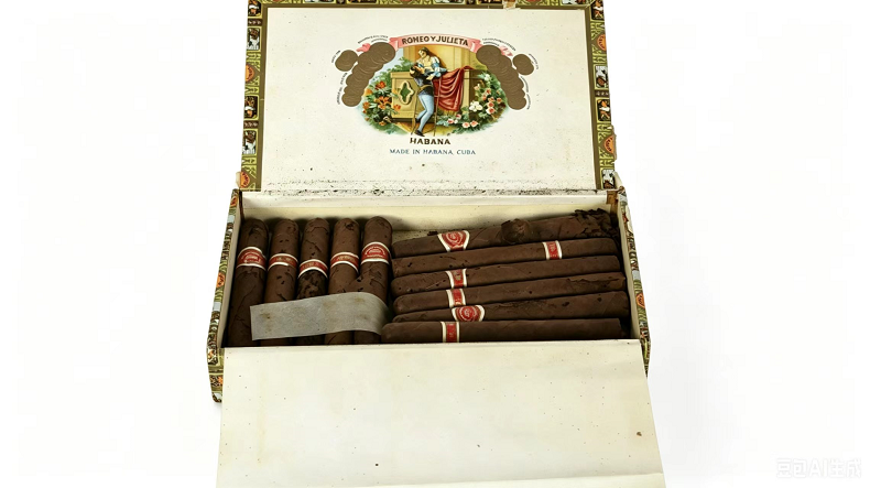 Cigar box with printed brand graphics