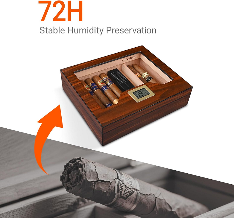 Cedar cigar box with hygrometer