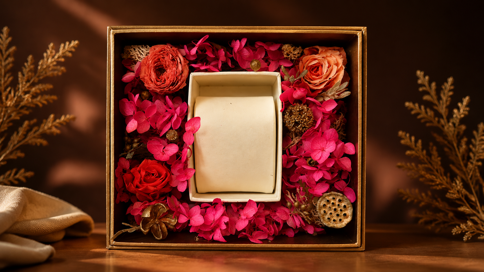 Finished handmade flower watch box without watch