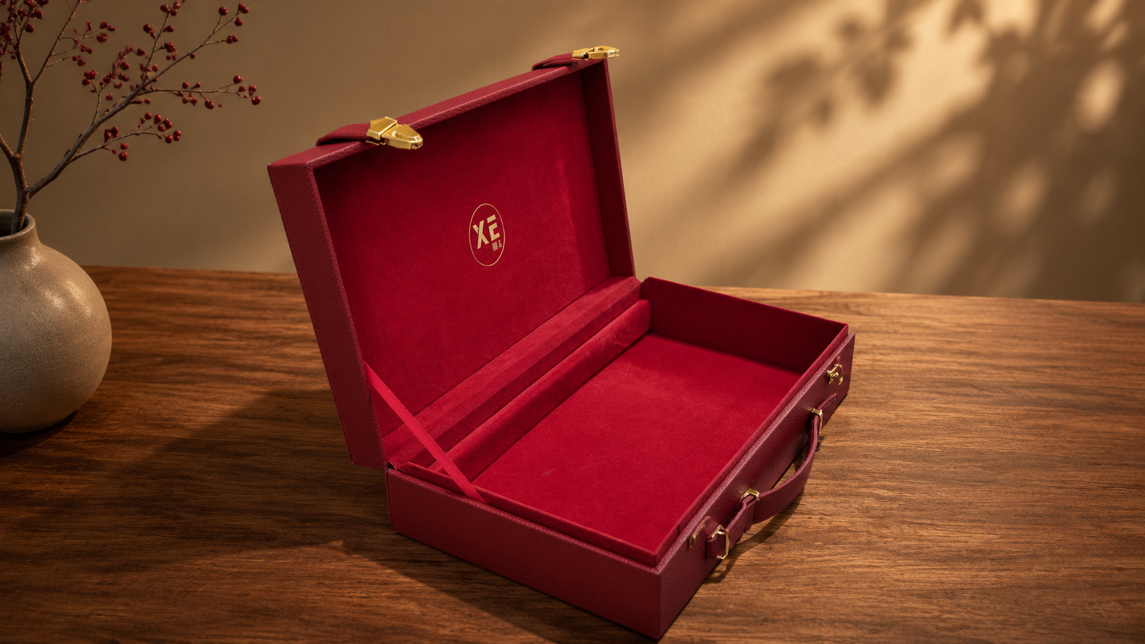Leather box open view