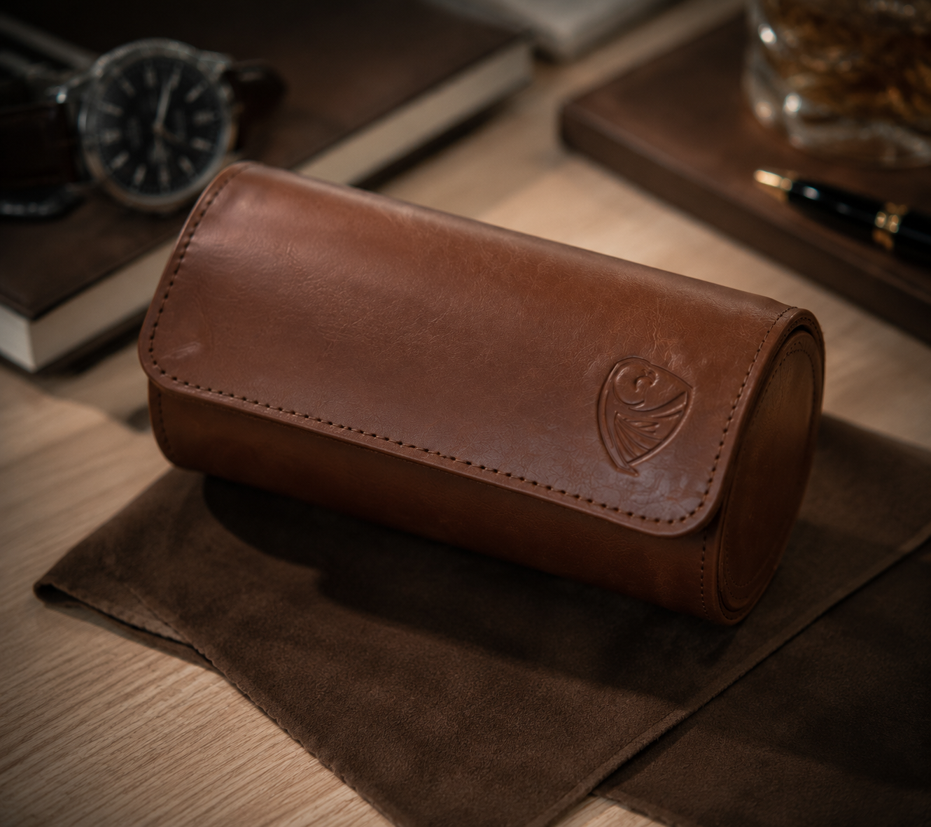 Small leather watch case
