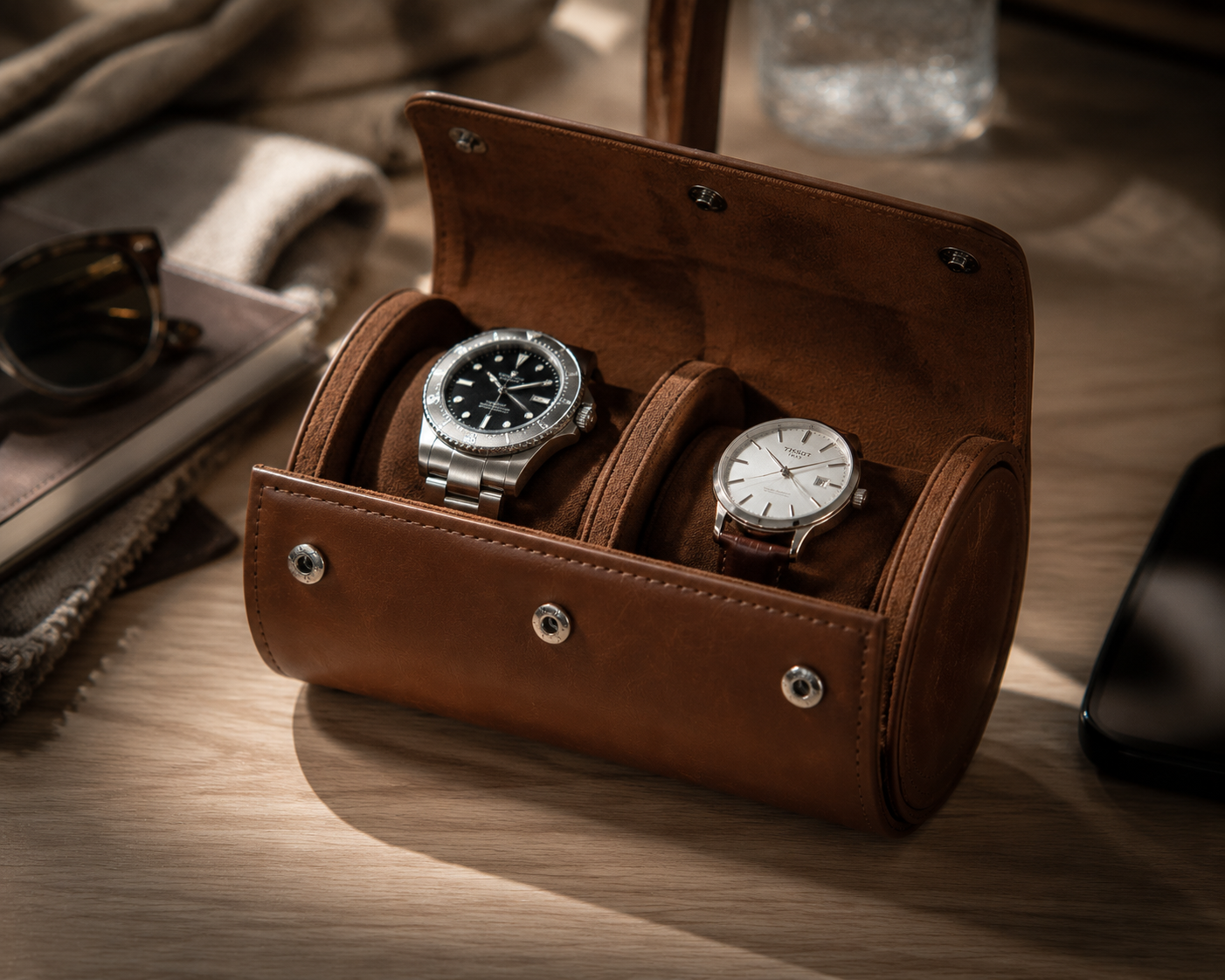 Interior structure of luxury leather watch case
