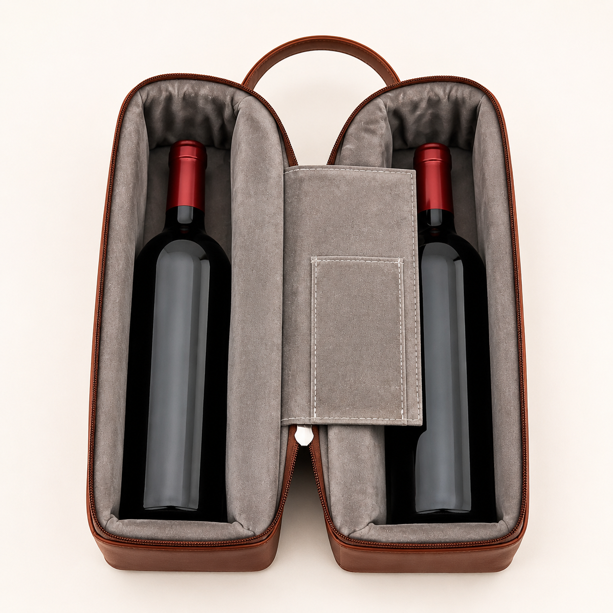 Double bottle wine box interior