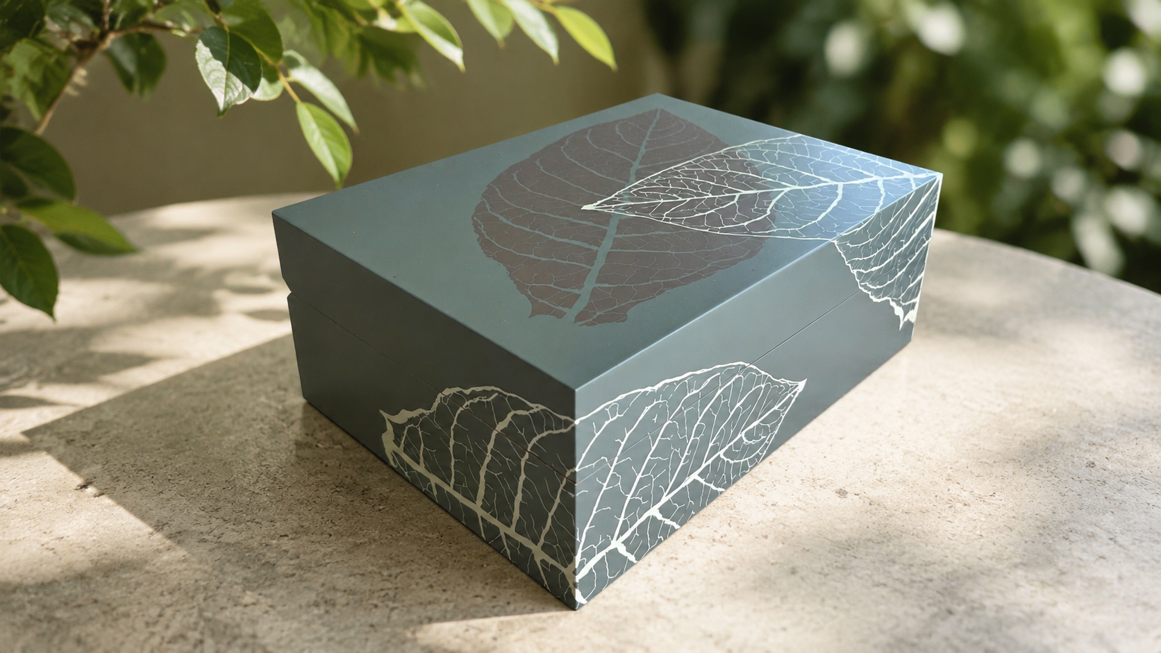 Premium custom wooden box side view