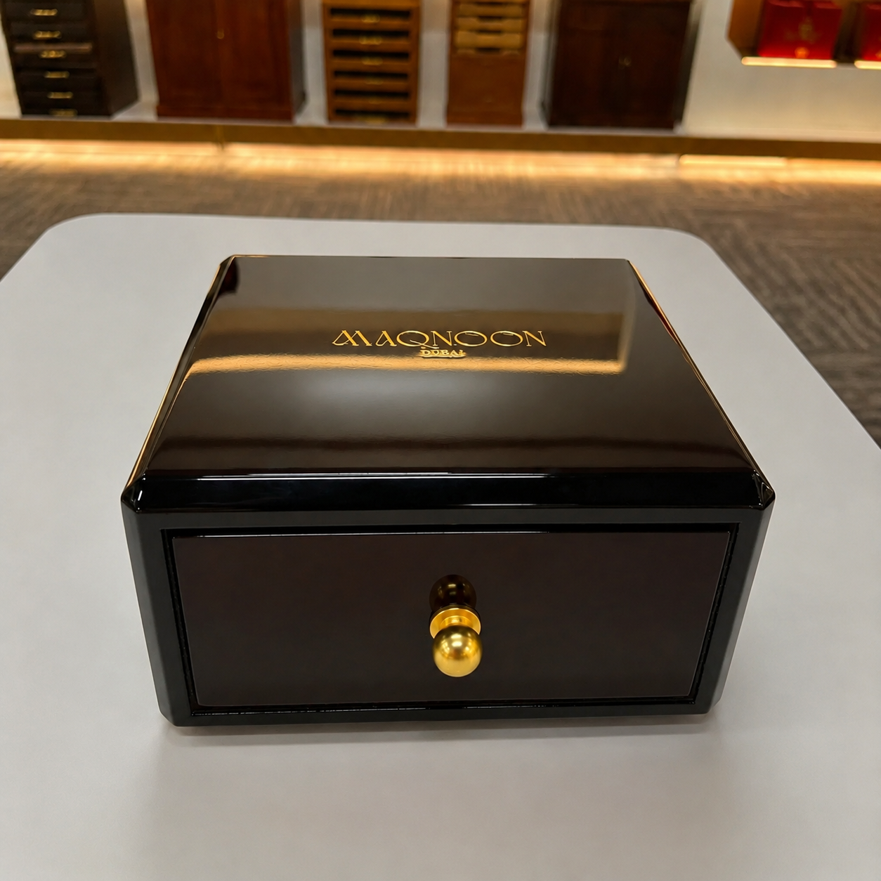 Luxury wooden watch box front view