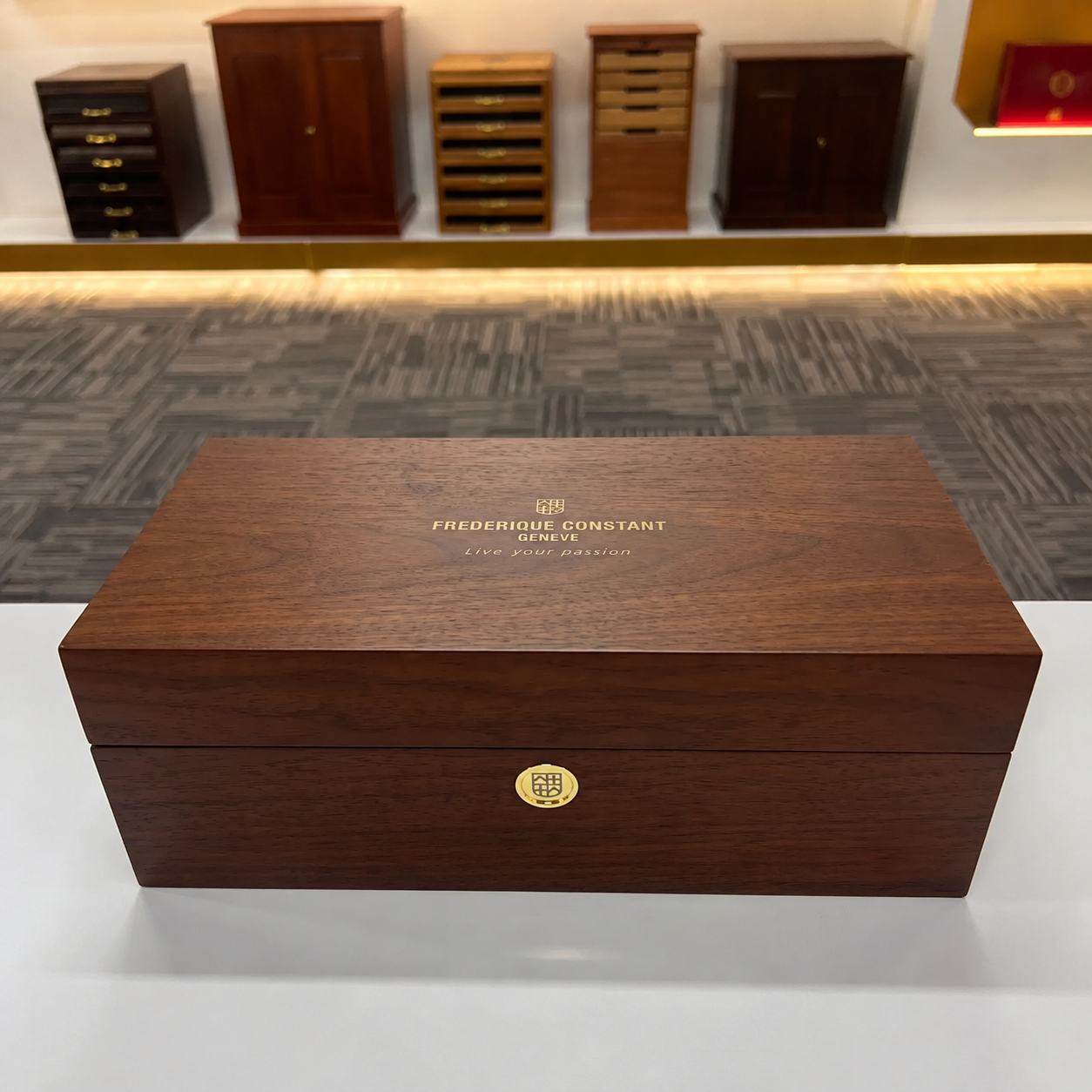 Luxury wooden watch box front view
