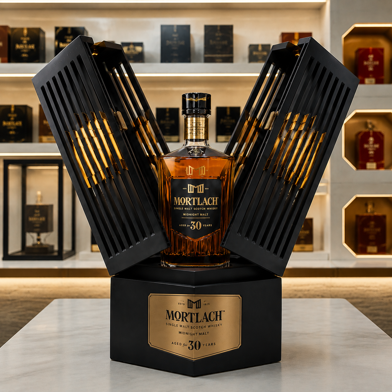 Whisky bottle inside custom luxury gift box