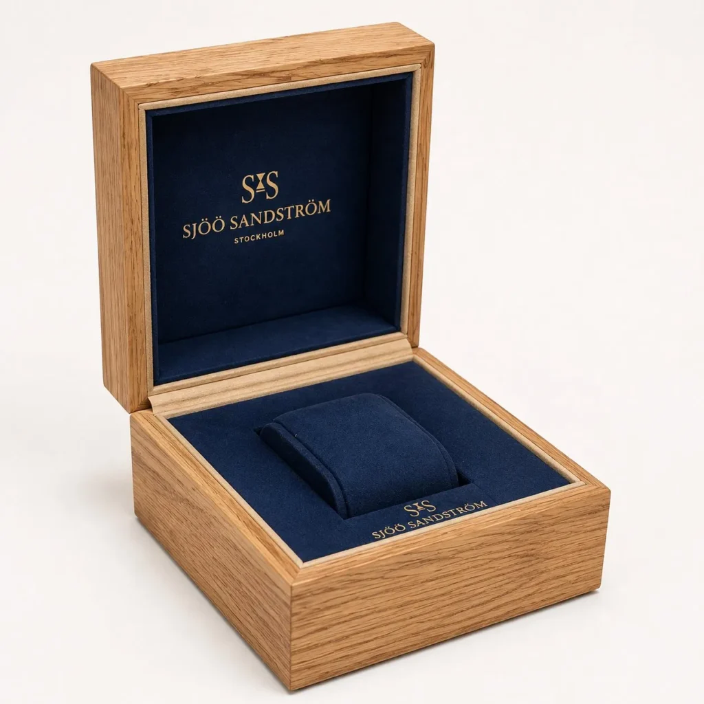 Natural Wooden Watch Display Case with Velvet Interior Single Slot Custom Logo Luxury Gift Packaging Box