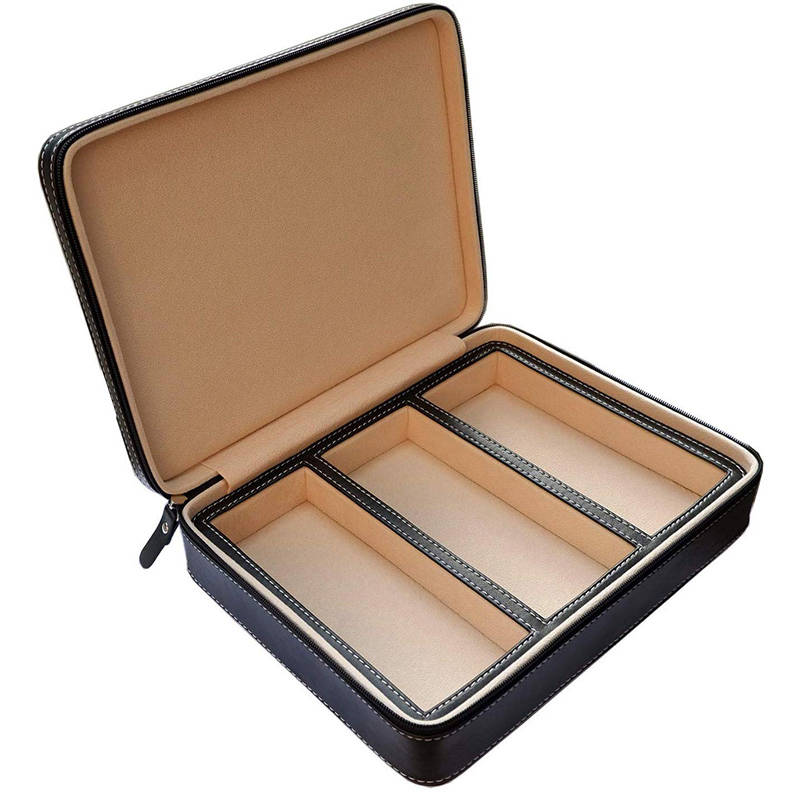 3 Slots Sunglasses Organizer PU Leather Storage Box Travel Jewelry Display Case Watch Box