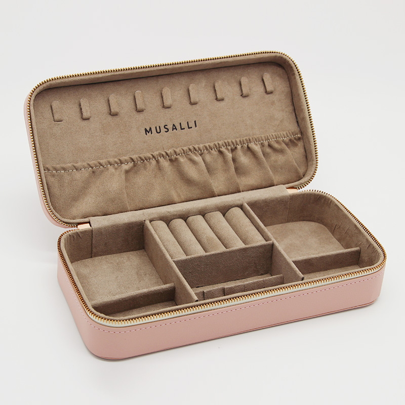 Fashion Simple Style Pink PU Leather Rectangular Gift Jewelry Box