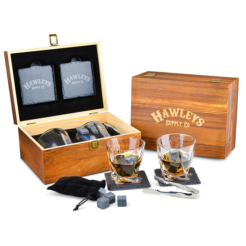 Premium Whisky Gift Wrap Wooden Wine Box for Men Perfect Gift