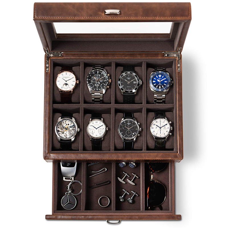 Customized Luxury Wooden Large 12-Slot Men Watch Gift Storage Box