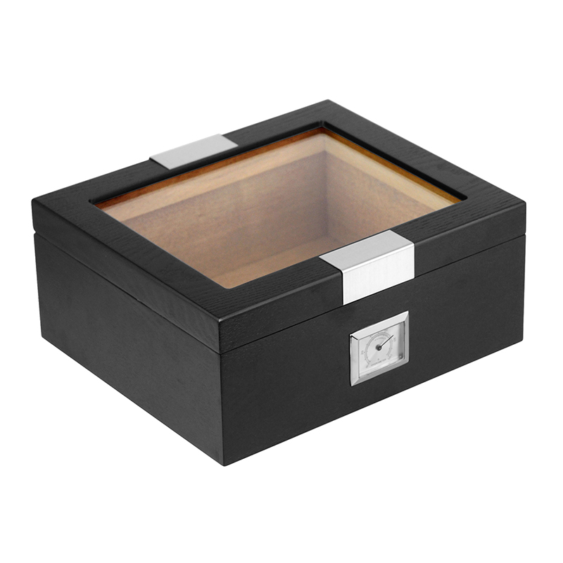 Luxury Black Oak Matte Lacquered Wooden Cigar Humidor Gift Box