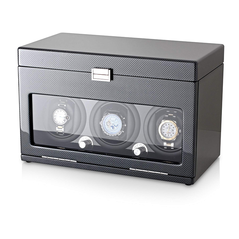 High End Luxury Black High Gloss Watch Winder Box with 2 Windering 3 Storages
