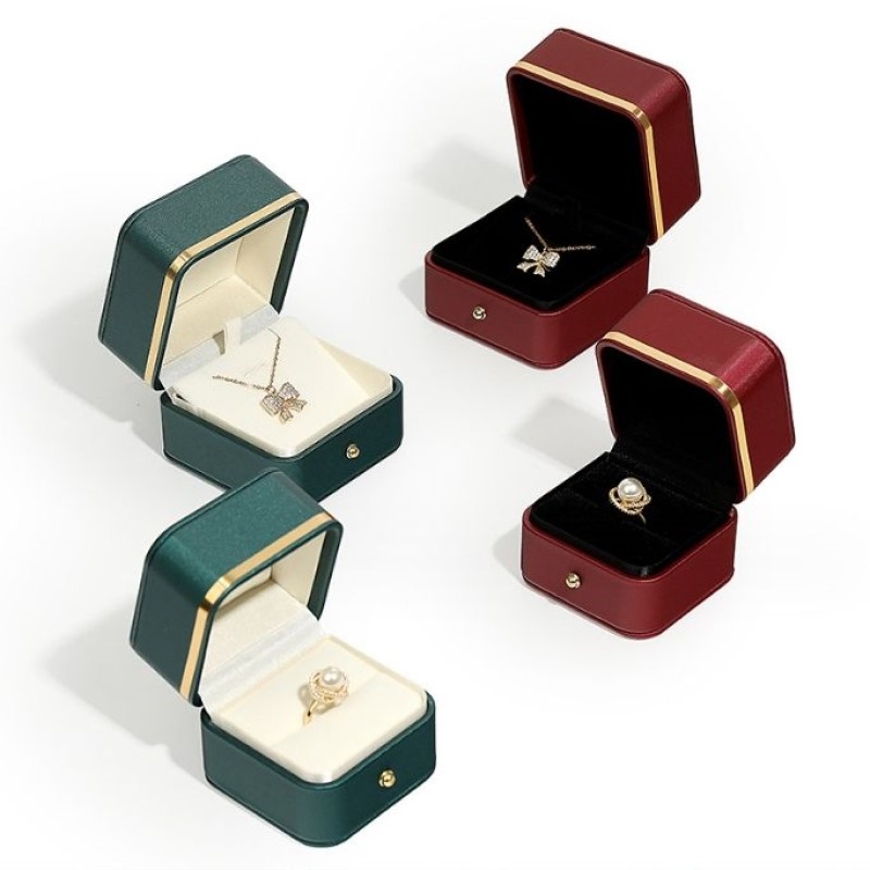 Custom Logo Printed Luxury Earrings Pendant Boxes PU Leather Packaging Storage Jewelry Box