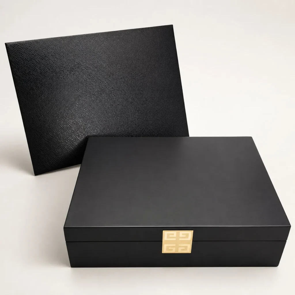 Luxury Black Paint Perfume Wooden Box Customized Gift Box with Logo Packaging Gift Display Perfume Box
