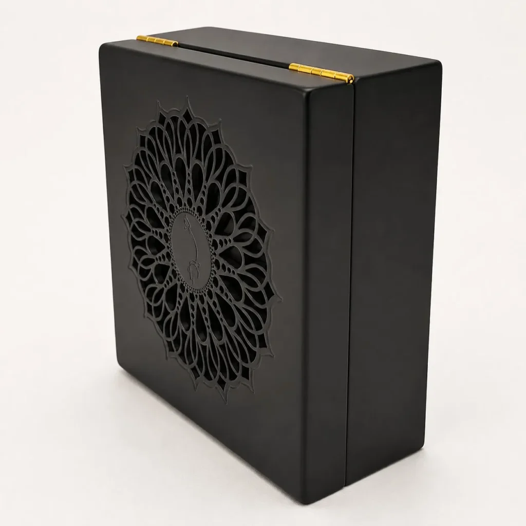 Luxury Arabian Perfume Box, Black Wood Square Perfume Bottle Box, Engraved with Muslim Perfume Box of Wedding Preferences in The Middle East