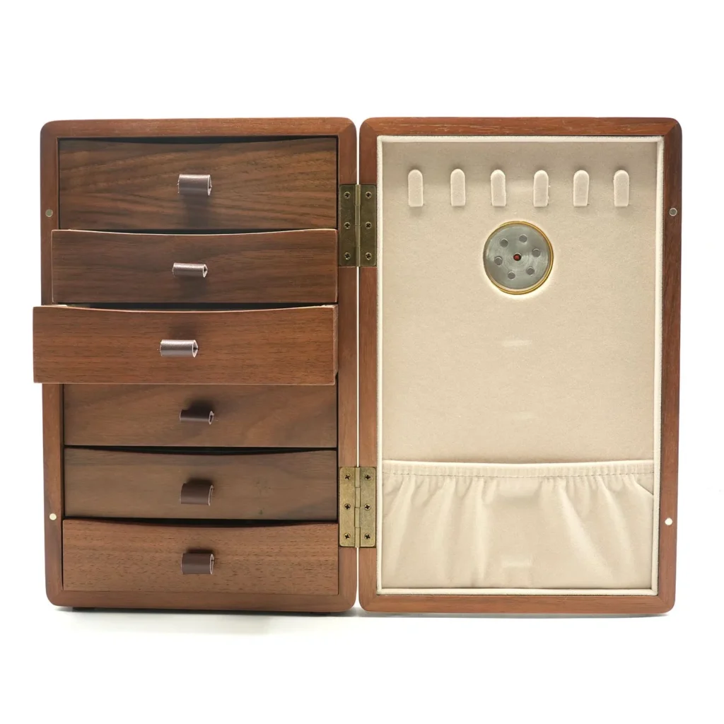 Custom Wooden Case Portable Jewellery Ring Earrings Necklace Bracelet Bangle Jewelry Box