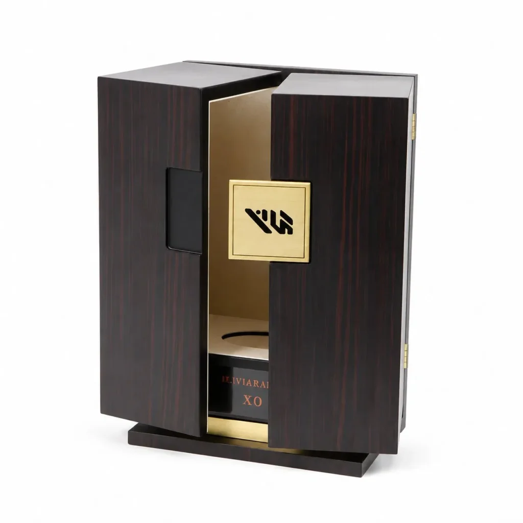 Customized Recyclable Silk Printed Logo Suede Wooden Box, Newly Designed Luxury Wooden Wine Box