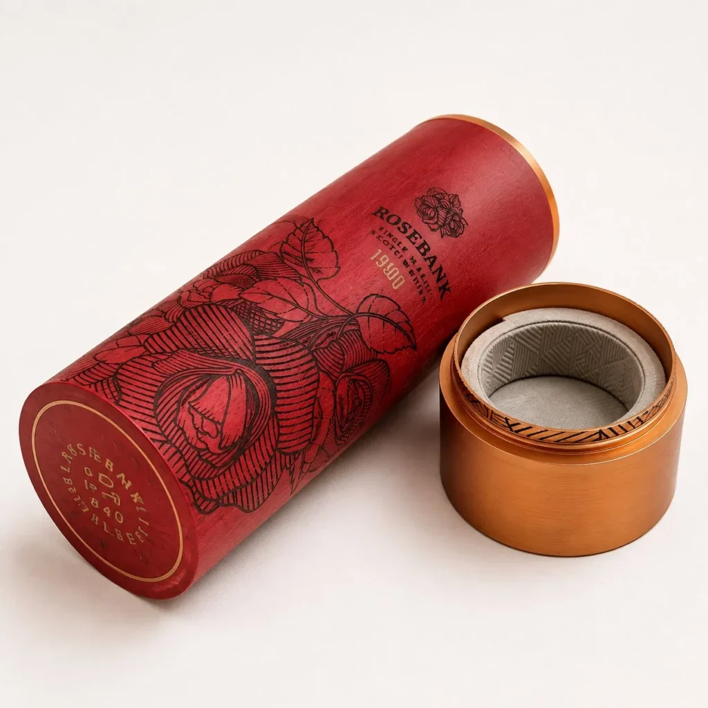 Custom Round Wooden Wine Box Tube Packaging for Red Wine Bottle Luxury Gift